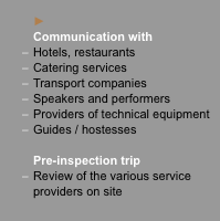  	► 	Communication with –	Hotels, restaurants –	Catering servic