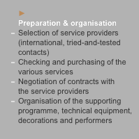  	► 	Preparation & organisation –	Selection of service provider