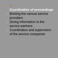  	► 	Coordination of proceedings –	Briefing the various service
