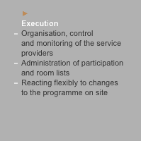  	► 	Execution –	Organisation, control  	and monitoring of the 