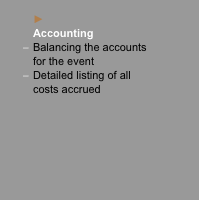  	► 	Accounting –	Balancing the accounts  	for the event –	Deta
